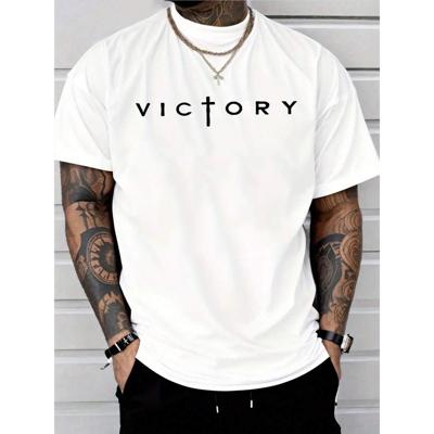 Bon&Bon Men's Letter Print T-Shirt | 100% Heavy Cotton Crew Neck Tee Black / S