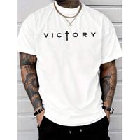 Bon&Bon Men's Letter Print T-Shirt | 100% Heavy Cotton Crew Neck Tee Black / S