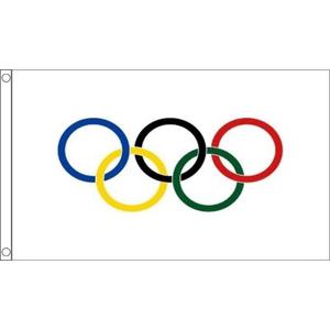 Olympische spelen vlag - 90 x 60 cm - polyester - versiering   -