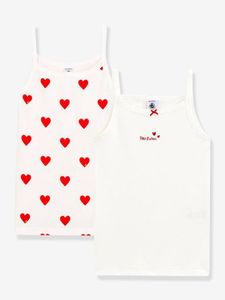 Set van 2 katoenen hartjeshemden voor kleine meisjes - PETIT BATEAU witte hartjes