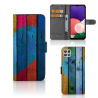 Samsung Galaxy A22 5G | Book Style Case | Wood Heart - Cadeau voor je Vriend