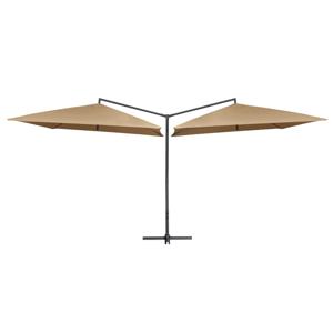 Parasol dubbel met stalen paal 250x250 cm taupe