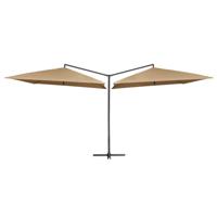 Parasol dubbel met stalen paal 250x250 cm taupe - thumbnail