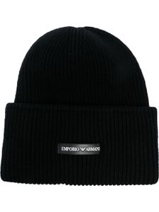 Emporio Armani bonnet à patch logo - Noir