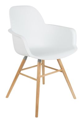 Zuiver Eetkamerstoel 'Albert Kuip' Met armleuning, PP en essen, kleur Wit