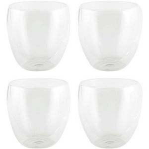 4x Koffie/thee bekers dubbelwandig 200 ml - Koffie- en theeglazen