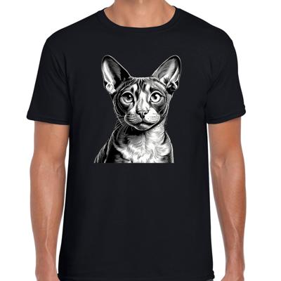 Cadeau/verkleed T-shirt heren - zwart - Cornish Rex kat/poes - kattenliefhebber