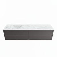 MONDIAZ VICA-DLUX 200cm badmeubel onderkast Dark grey 4 lades. Inbouw wastafel CLOUD links 1 kraangat, kleur Opalo. - thumbnail