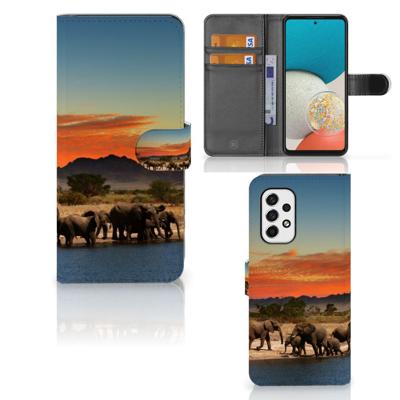 Samsung Galaxy A53 | Telefoonhoesje | Met pasjeshouder | Olifanten