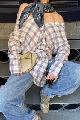 Academia blouse Marie 76D22-620 blue checked