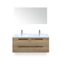 Seville Badmeubelset 120 cm - 2 laden Natuur Eiken - Wastafel Enjoy Dubbel - met Spiegel