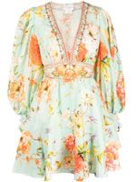 Camilla robe courte à fleurs - Vert