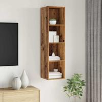 TV-kast met plank Wandgemonteerd met opslag Oud hout 37 x 37 x 142.5 cm Bewerkt hout