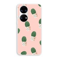 Cactusprint roze: Huawei P50 Transparant Hoesje
