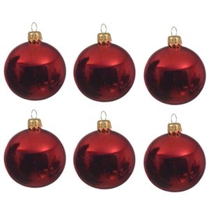 12x Kerst rode glazen kerstballen 8 cm glans