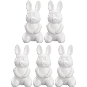 5x Piepschuim konijnen/hazen decoraties 24 cm hobby   -