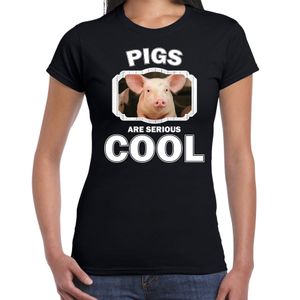 Dieren varken t-shirt zwart dames - pigs are cool shirt