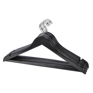 Kledinghangers - 5x - zwart - houten - 45 cm - kleerhangers