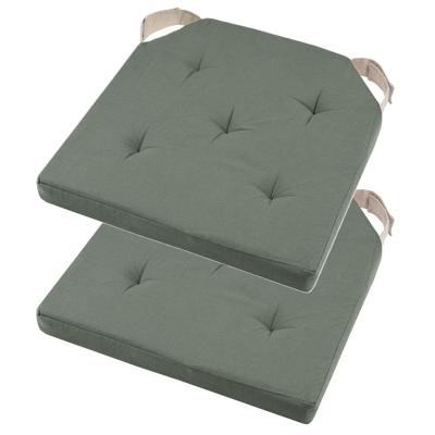 Stof Textile stoelkussen DUO - 2x - groen - 38 x 38 x 4 cm - klittenband sluiting