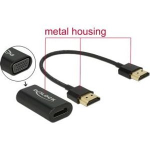 Delock 65667 Adapter HDMI-A male > VGA female Metalen behuizing met 15cm kabel
