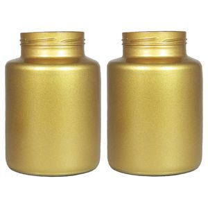 Set van 2x bloemenvazen - mat goud glas - H20 x D14.5 cm - Vazen