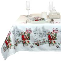 Kerst tafelkleed/tafellaken - met kerstman - 140 x 200 cm - rechthoekig - polyester