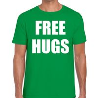 Free hugs tekst t-shirt groen heren