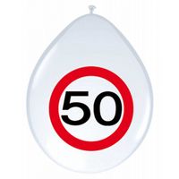 24x stuks Ballonnen 50 jaar verkeersbord versiering - thumbnail