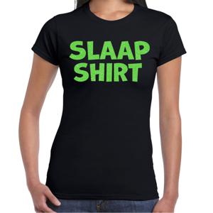 Verkleed T-shirt voor dames - slaap shirt - zwart - glitter groen - themafeest