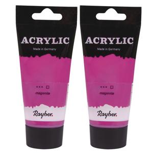 Acrylverf/hobbyverf op waterbasis - 2x - donker roze - 75 ml - Schilderen/knutselen