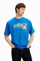 T-shirt met korte mouwen en illustratie - BLUE - XL - thumbnail