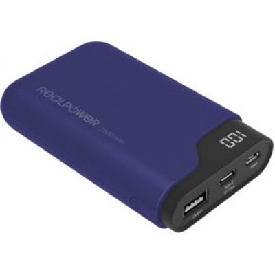 RealPower PB-7500C Navy Blue powerbank 7500 mAh Zwart, Blauw