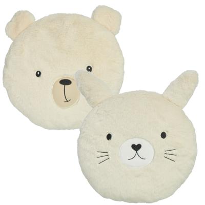 Dieren sierkussen kinderkamer - konijn / ijsbeer - wit - 30 cm -2stuks