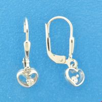 TFT Oorhangers Hart Zirkonia Zilver Gerhodineerd Glanzend 20 mm x 6 mm - thumbnail