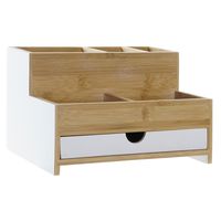 Make-up organizer - wit - 24 x 18 x 15 cm - bamboe hout