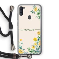 Gele bloemen: Samsung Galaxy A11 Transparant Hoesje met koord Gele bloemen: Samsung Galaxy A11 Transparant Hoesje met koord