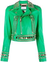 Philipp Plein veste de moto Gothic Plein à coupe crop - Vert - thumbnail