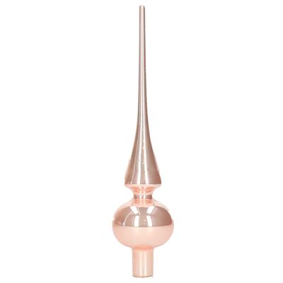 Decoris Kerst piek - lichtroze - 26 cm - glas - glans - kerstboompiek