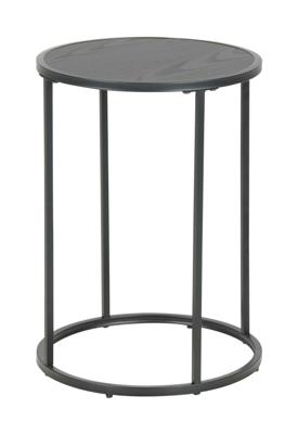 Bendt Ronde Bijzettafel 'Holger' Essen en metaal, Ø40cm, kleur Zwart
