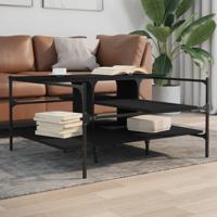 Salontafel 100x100x48,5 cm bewerkt  hout zwart - thumbnail