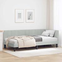 Hoekbedframe met hoofdeinde Lichtgrijs 90 x 190 cm Fluweel