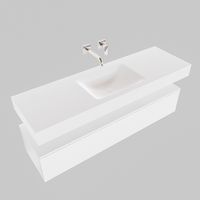 Badkamermeubel BWS Ibiza 150 cm Soft-Close Lade Solid Surface Wastafel Mat Wit (acht varianten) - thumbnail