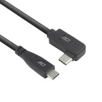ACT AC7405 USB 3.0 Kabel 10Gbps 60W USB Type-C® (recht) naar USB Type-C® (haaks links/rechts) | Zwart | 50 cm ACT AC7405 USB 3.0 Kabel 10Gbps 60W USB Type-C® (recht) naar USB Type-C® (haaks links/rechts) | Zwart | 50 cm