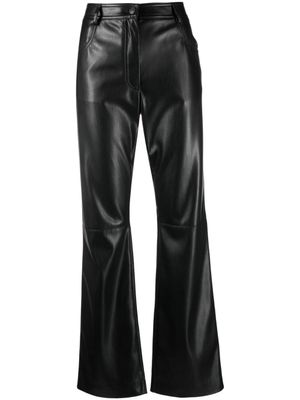 MSGM pantalon en cuir artificiel à coupe droite - Noir