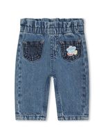 Kenzo Kids pantalon cargo en jean à logo appliqué - Bleu