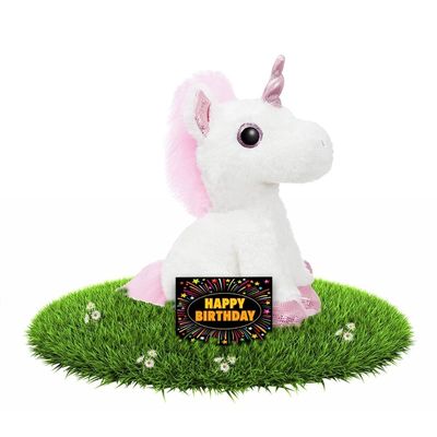 Verjaardag knuffel eenhoorn 30 cm + gratis verjaardagskaart