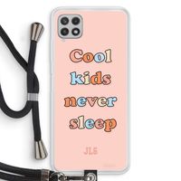 Cool Kids Never Sleep: Samsung Galaxy A22 4G Transparant Hoesje met koord