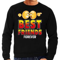 Funny emoticon sweater Best friends forever zwart heren - thumbnail