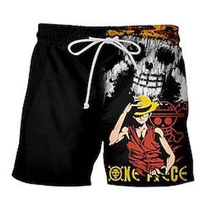 One Piece Aap D. Luffy Portgas D. Ace Strandshorts Board shorts Back To School Anime Harajuku Grafisch Kawaii Voor Voor Stel Voor heren Dames Volwassenen Back To School Heet stempelen Lightinthebox