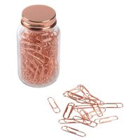 400x Koperen paperclips in glazen pot kantoorbenodigdheden - thumbnail